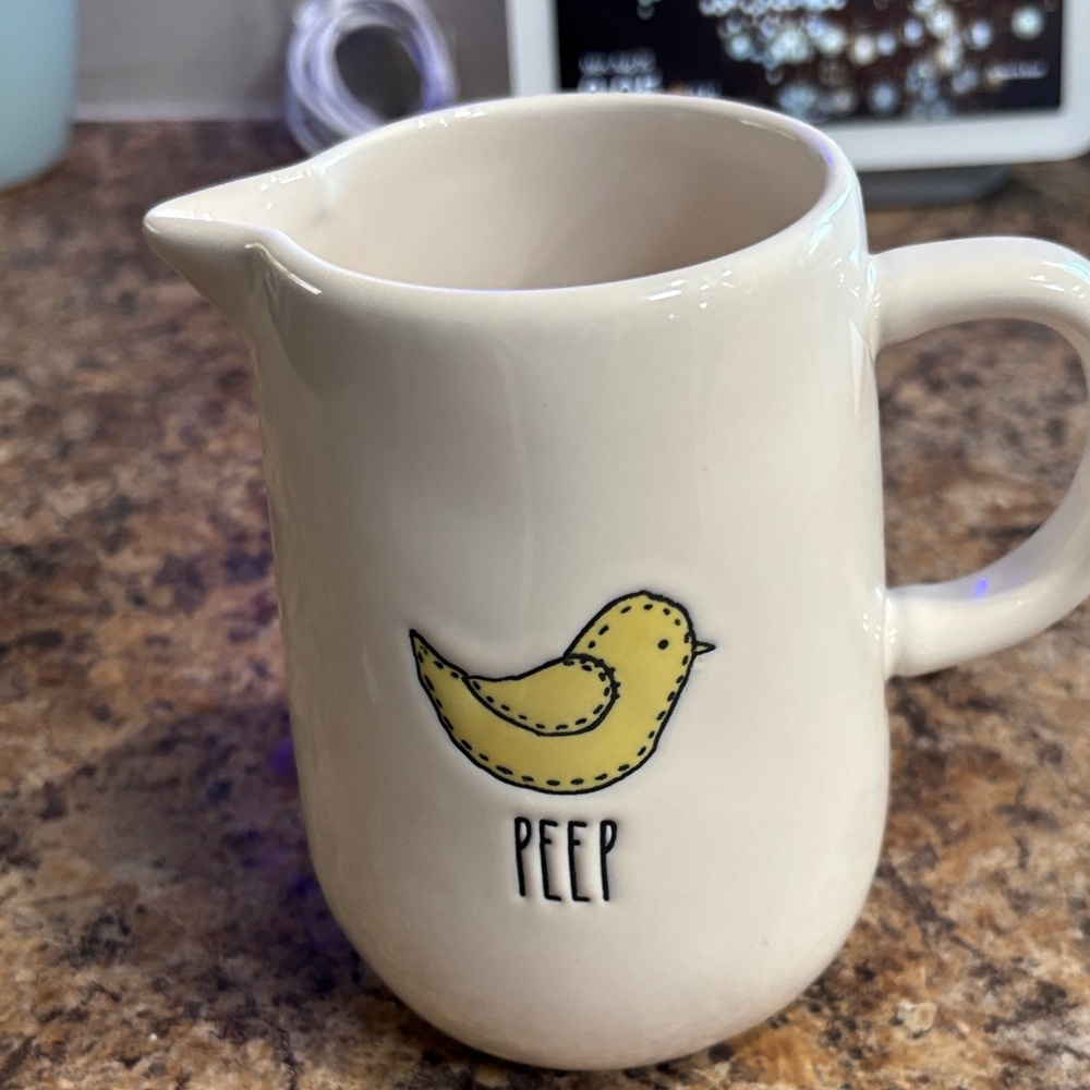 Rae Dunn Artesan Collection Cream Pitcher with Yellow Bird Design